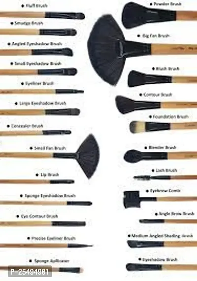 PROFESSIONAL 24 Pcs Makeup Brush Set for Foundation, Face Powder, Blush Blending Brushes, Cruelty-Free Synthetic Fiber Bristles with Leather Case (Handle May Vary)-thumb3