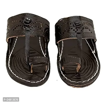 Royal Khwaab Men's Daily/Casual/Ethnicwear Slip-on Flat Handmade Kolhapuri Chappal(K2-Black) UK-10-thumb5