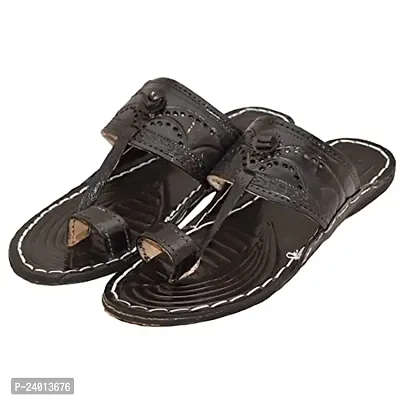 Royal Khwaab Men's Daily/Casual/Ethnicwear Slip-on Flat Handmade Kolhapuri Chappal(K2-Black) UK-10-thumb4