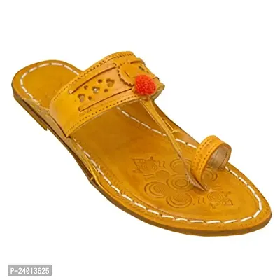 Royal Khwaab Women's Kolhapuri chappals Leather hardcrafted Stylish,Ethinicwear  Dailywear Designed with Excellence 100% Comfortable.-thumb0