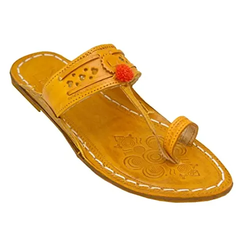 Royal Khwaab Women's Kolhapuri chappals Leather hardcrafted Stylish,Ethinicwear & Dailywear Designed with Excellence 100% Comfortable.