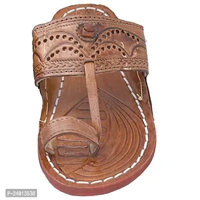 Royal Khwaab Men's Kolhapuri Chappal/Slipper/Sandal/Handcrafted 100% Genuin Leather Kapshi Shape(Brown)-10-thumb3