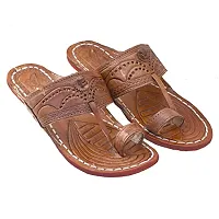 Royal Khwaab Men's Kolhapuri Chappal/Slipper/Sandal/Handcrafted 100% Genuin Leather Kapshi Shape(Brown)-10-thumb1