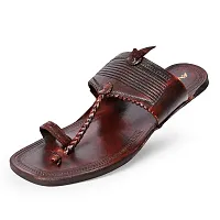 Royal Khwaab Men's Kolhapuri chappals Leather hardcrafted Stylish,Ethinicwear  Dailywear Designed with Excellence 100% Comfortable. Brown-thumb1