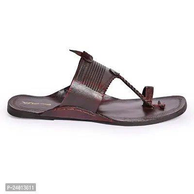 Royal Khwaab Men's Kolhapuri chappals Leather hardcrafted Stylish,Ethinicwear  Dailywear Designed with Excellence 100% Comfortable. Brown-thumb3