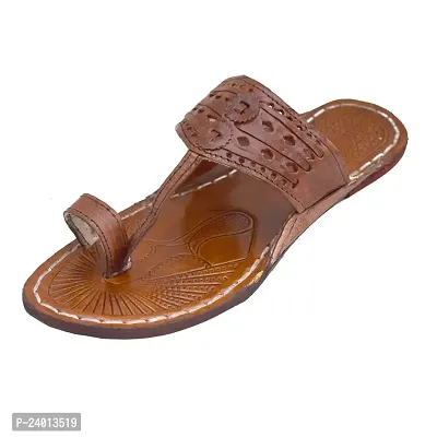 Royal Khwaab Men's Daily/Casual/Ethnicwear Slip-on Brown Color Flat Handmade Kolhapuri Chappal (Brown