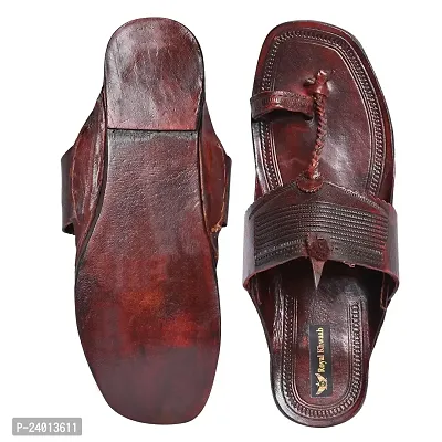 Royal Khwaab Men's Kolhapuri chappals Leather hardcrafted Stylish,Ethinicwear  Dailywear Designed with Excellence 100% Comfortable. Brown-thumb5