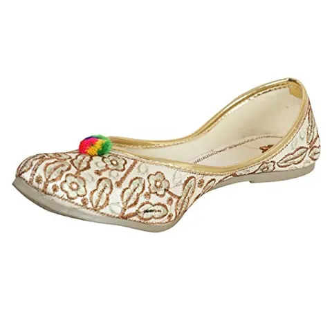 Royal Khwaab Women's Daily/Casual/Ethnicwear Slip-on Gold Color Flat Jutti/Mojari/Belly/Punjabi Jutti