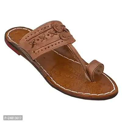 Royal Khwaab Men's Daily/Casual/Ethnicwear Slip-on Flat Handmade Kolhapuri Chappal(Brown) UK-11-thumb0