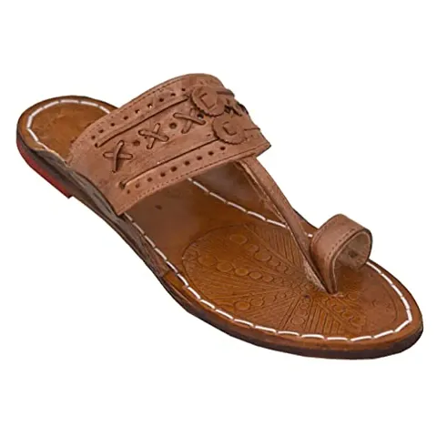 Royal Khwaab Men's Kolhapuri chappals Leather hardcrafted Stylish,Ethinicwear & Dailywear Designed with Excellence 100% Comfortable.