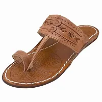 Royal Khwaab Men's Daily/Casual/Ethnicwear Slip-on Flat Handmade Kolhapuri Chappal(Brown) UK-11-thumb1