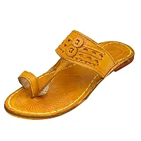 Royal Khwaab Men's Kolhapuri Chappal/Slipper/Sandal/Handcrafted 100% Genuin Leather (Kapshi Shape) Brown-thumb2