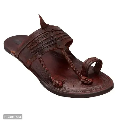 Royal Khwaab Men's Kolhapuri chappals Leather hardcrafted Stylish,Ethinicwear  Dailywear Designed with Excellence 100% Comfortable.-thumb0