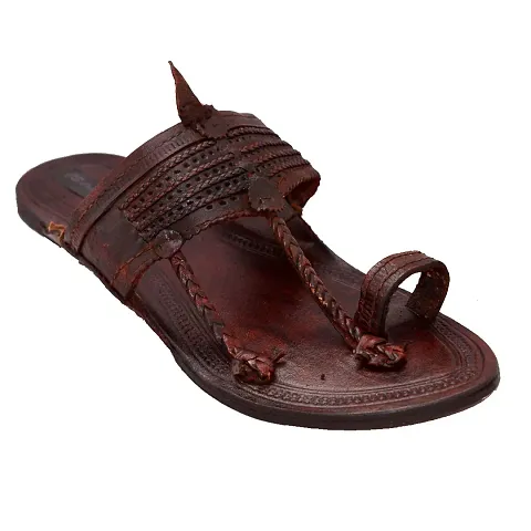 Royal Khwaab Men's Kolhapuri chappals Leather hardcrafted Stylish,Ethinicwear & Dailywear Designed with Excellence 100% Comfortable.