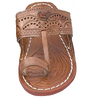 Royal Khwaab Men's Daily/Casual/Ethnicwear Slip-on Brown Color Flat Handmade Kolhapuri Chappal (Brown-thumb4