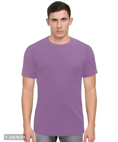 Stylish Polyester Solid Round Neck T-shirt For Men-thumb0