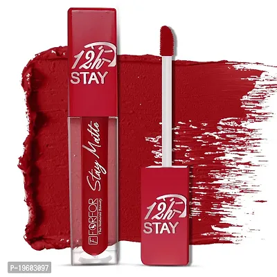 FORFOR? Stay Matte Long Lasting Mini Liquid Lipstick Waterproof Combo of 4 (Mauve, Peach Nude, Peppy Red, Candy Red)-thumb5