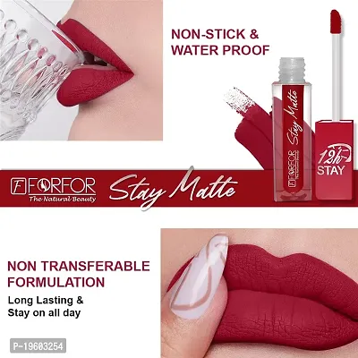 FORFOR? Stay Matte Long Lasting Mini Liquid Lipstick Waterproof Combo of 4 (Bridal Maroon, Pink Blush, Coco Brown, Peppy Red)-thumb4