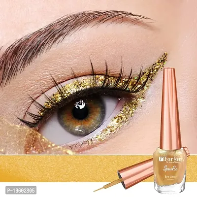 FORFOR Eye Sensational Liquid Glitter Eyeliner Smudge and Water Proof 7 ml (Golden)-thumb3
