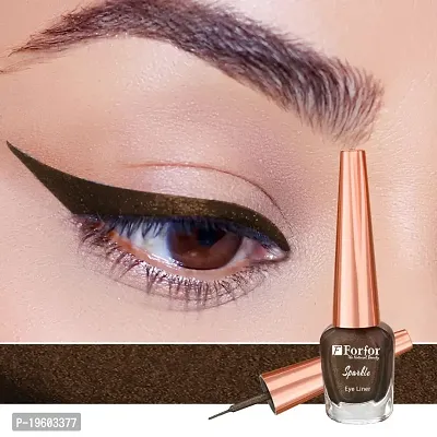 FORFOR Sensational Liquid Glitter Eyeliner Smudge-Proof and Water Proof 7 ml Each (Combo of 2, Black, Brown)-thumb2