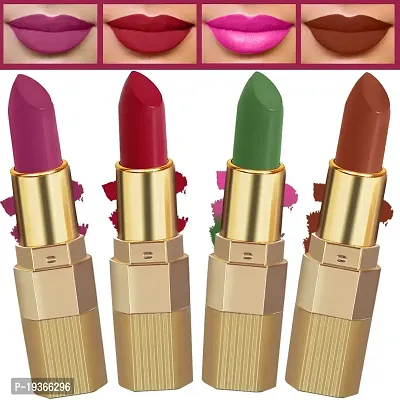 FORFORreg; Xpression Matte Lipstick Highly Pigmented, Creamy Texture, Long Lasting Matte Finish - Combo of 4 (5-8 hrs stay) (Brown Nude ,Magenta ,Red Velvet ,Natural Pink)