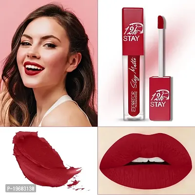 FORFOR? Stay Matte Long Lasting Mini Liquid Lipstick Waterproof Combo of 4 (Bridal Maroon, Pink Blush, Peach Nude, Peppy Red)-thumb5