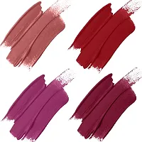 FORFOR? Stay Matte Long Lasting Mini Liquid Lipstick Waterproof Combo of 4 (Bridal Maroon, Pink Blush, Peach Nude, Peppy Red)-thumb1