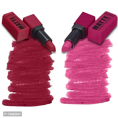 FORFOR? Intense Matte Lipstick Waterproof Long Last Matte Lipstick (Pack of 2, Blossom Pink , Red Wave)