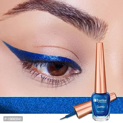 FORFOR Sensational Eyeliner Liquid Glitter Smudge-Proof and Water Proof 7 ml Each (COMBO OF 4, Royal Blue,Blue,Golden,Brown)-thumb4