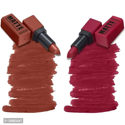 FORFOR? Intense Matte Lipstick Waterproof Long Last Matte Lipstick (Pack of 2, Sepia Brown, Red Wave)-thumb0