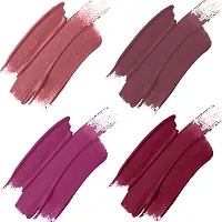 FORFOR? Stay Matte Long Lasting Mini Liquid Lipstick Waterproof Combo of 4 (Bridal Maroon, Pink Blush, Peach Nude, Mauve)-thumb1