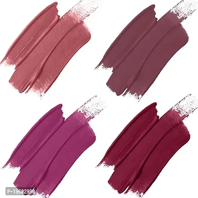 FORFOR? Stay Matte Long Lasting Mini Liquid Lipstick Waterproof Combo of 4 (Bridal Maroon, Pink Blush, Peach Nude, Mauve)-thumb2