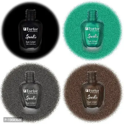 FORFOR Sensational Liquid Glitter Eyeliner Smudge-Proof and Water Proof 7 ml Each (Set of 4, Black,Grey,Green,Brown)-thumb2