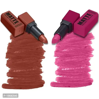 FORFOR? Intense Matte Lipstick Waterproof Long Last Matte Lipstick (Pack of 2, Blossom Pink , Sepia Brown)