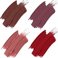 FORFOR? Stay Matte Long Lasting Mini Liquid Lipstick Waterproof Combo of 4 (Coco Brown, Mauve, Peach Nude, Peppy Red)-thumb1