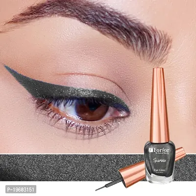 FORFOR Sensational Liquid Glitter Eyeliner Smudge-Proof and Water Proof 7 ml Each (Combo of 2, Grey, Golden)-thumb3