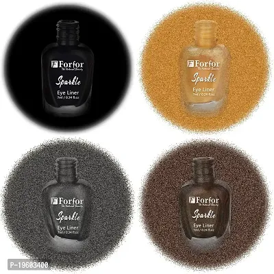 FORFOR Sensational Liquid Glitter Eyeliner Smudge-Proof and Water Proof 7 ml Each (Set of 4, Black,Grey,Golden,Brown)-thumb2