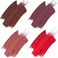 FORFOR? Stay Matte Long Lasting Mini Liquid Lipstick Waterproof Combo of 4 (Candy Red, Pink Blush, Coco Brown, Mauve)-thumb1