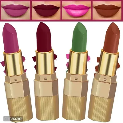 FORFORreg; Xpression Matte Lipstick Highly Pigmented, Creamy Texture, Long Lasting Matte Finish - Combo of 4 (5-8 hrs stay) (Berry Maroon ,Brown Nude ,Magenta ,Natural Pink)