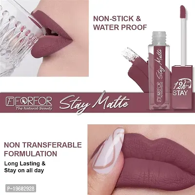 FORFOR? Stay Matte Long Lasting Mini Liquid Lipstick Waterproof Combo of 4 (Candy Red, Pink Blush, Coco Brown, Mauve)-thumb5