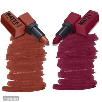 FORFOR? Intense Matte Lipstick Waterproof Long Last Matte Lipstick (Pack of 2, Peppy Maroon, Sepia Brown)