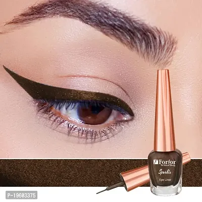 FORFOR Sensational Liquid Glitter Eyeliner Smudge-Proof and Water Proof 7 ml Each (Combo of 2, Grey, Brown)-thumb2