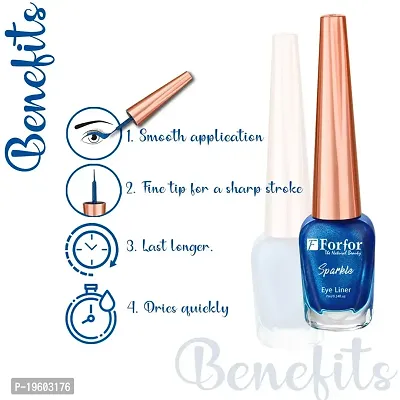 FORFOR Sensational Liquid Glitter Eyeliner Smudge-Proof and Water Proof 7 ml Each (Combo of 2, Grey, Royal Blue)-thumb4