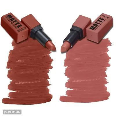 FORFOR? Intense Matte Lipstick Waterproof Long Last Matte Lipstick (Pack of 2, Sepia Brown, Highlight Nude)
