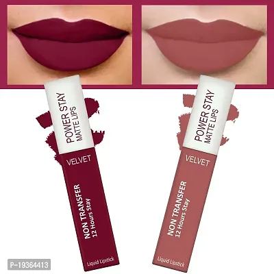 FORFORreg; Power Stay Long Last Matte Lipstick Combo of 2 - Waterproof (12 hrs stay) (Bridal Maroon , Sandy Nude, Pack of 2)