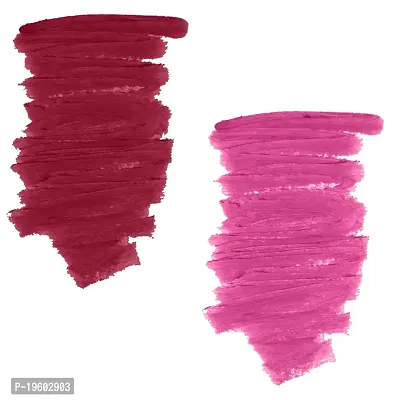 FORFOR? Intense Matte Lipstick Waterproof Long Last Matte Lipstick (Pack of 2, Pretty in Pink, Red Wave)-thumb2