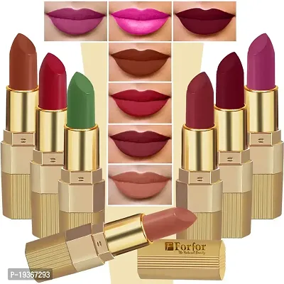 FORFORreg; Xpression Matte Lipstick Creamy Texture, Long Lasting Matte Finish Combo (5-8 hrs stay) (Pack of 7, Brown Nude ,Magenta ,Maroon Wine ,Red Velvet, Basic Nude ,Berry Maroon, Natural Pink)