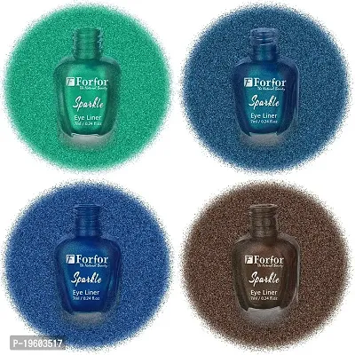 FORFOR Sensational Eyeliner Liquid Glitter Smudge-Proof and Water Proof 7 ml Each (COMBO OF 4, Brown,Royal Blue,Blue,Green)-thumb2