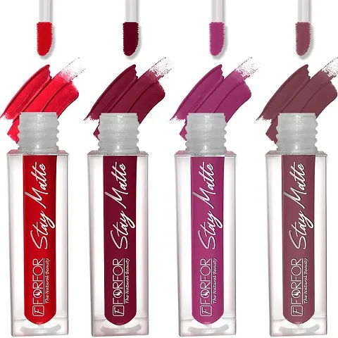 FORFOR? Stay Matte Long Lasting Mini Liquid Lipstick Waterproof Combo of 4