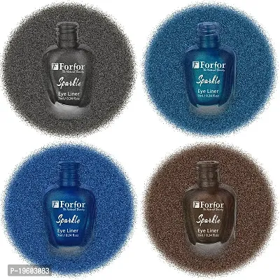 FORFOR Sensational Eyeliner Liquid Glitter Smudge-Proof and Water Proof 7 ml Each (COMBO OF 4, Brown,Royal Blue,Blue,Grey)-thumb2